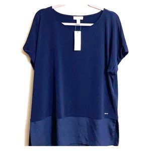 Calvin Klein navy blue blouse, Large, NWT